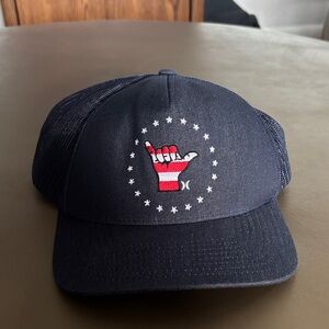 Hurley Navy Trucker Hat with Red & White Shaka Patch